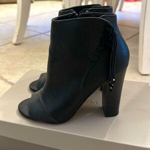 Black open toe booties